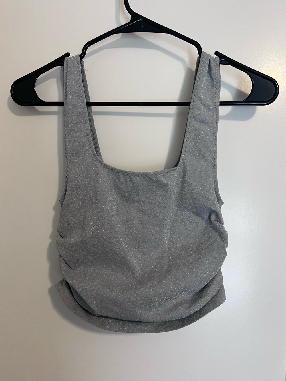 Zara Silver-Gray Scoop Neck Sparkle Tank